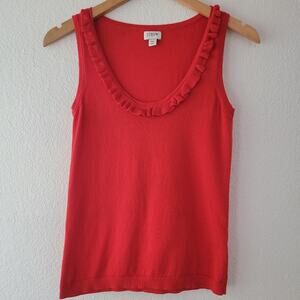 J. Crew Women's Red Ruffle Trim  Cotton Tank Sweatear Size XS | Classic EUC
